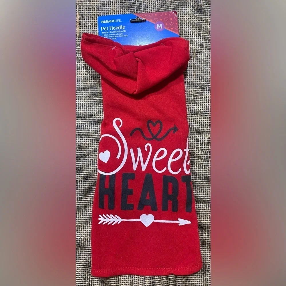 Pet Hoodie Size Medium Vibrant Life “Sweet Heart” NEW Red